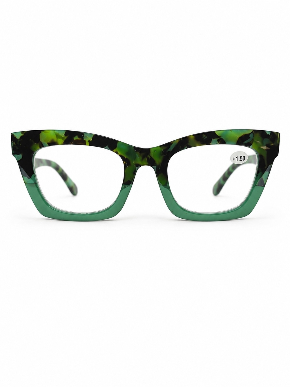 +1.5 Green Tortoiseshell Cat-Eye Reading Glasses